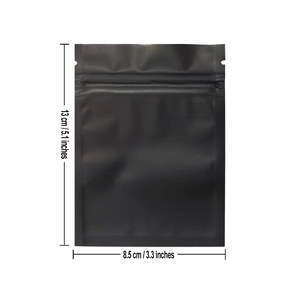 8.5x13cm Matte Black Heat Sealing Small Plastic Zip Lock Package Bag Smell Proof Aluminum Foil Mylar Powder Food Storage Bags 2