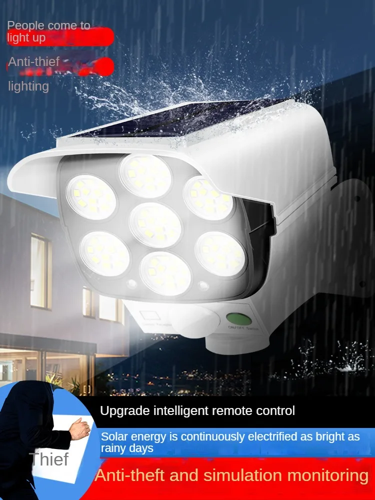 

Solar Light Motion Sensor Security Dummy Camera Wireless Outdoor Flood Light IP65 Waterproof Lamp 3 Mode For Home Garden
