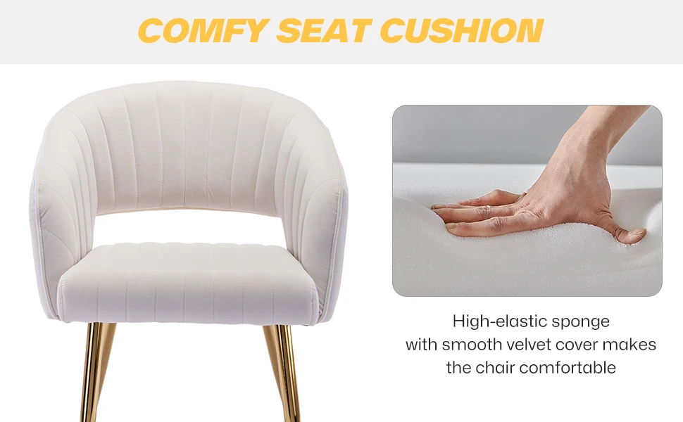 Description Picture 2 of itemHome Office Chair Velvet Desk Chair Accent Armchair Upholstered Modern Tufted Chairs Dining Chairs, Tufted Vanity Chairs