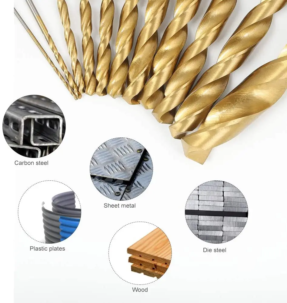 Titanium Drill Bit Set 1.5mm-10mm 99 Pcs for Steel Wood Plastic Metal Copper Aluminum Alloy With Storage Case Drill Bit Set