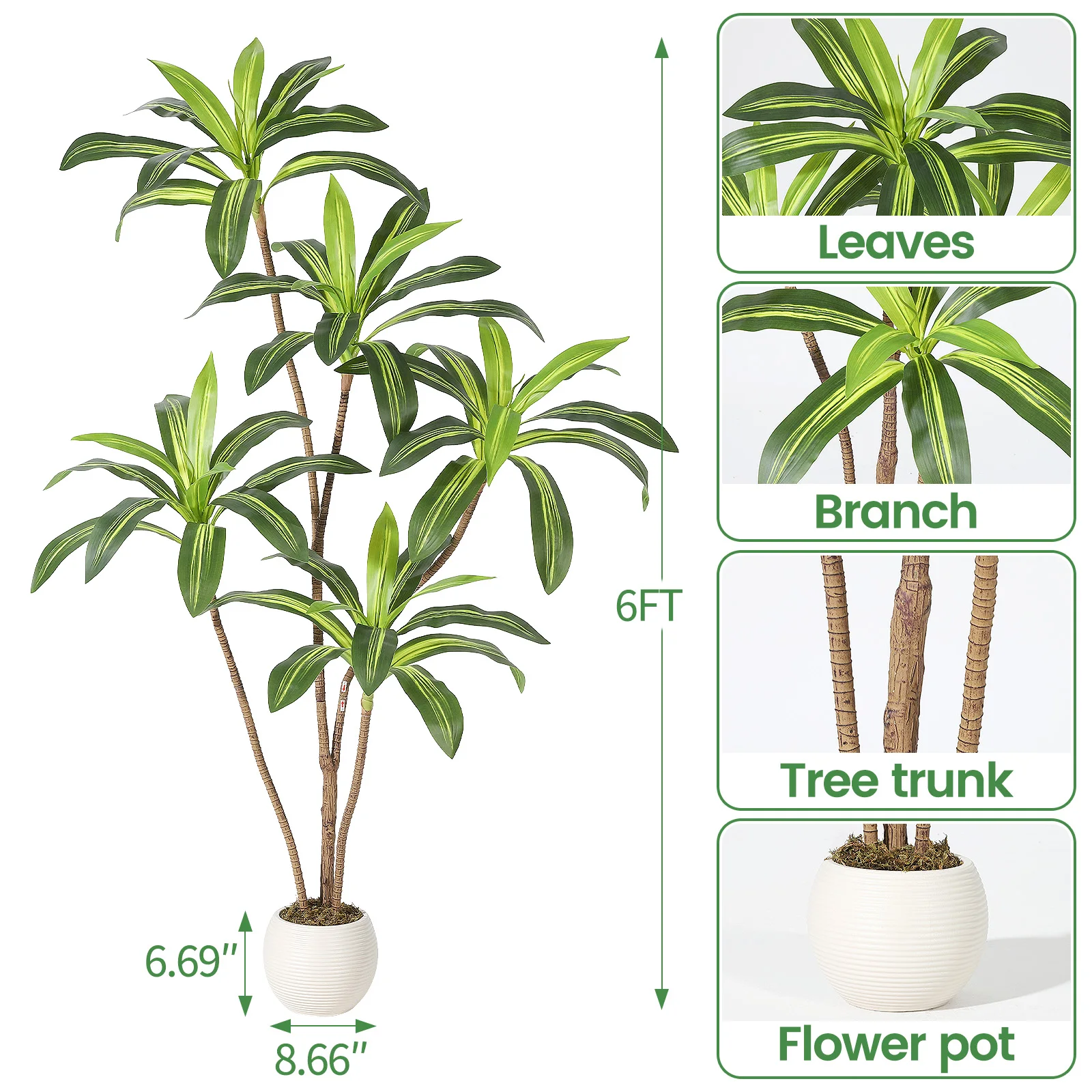 120/150/180 cm Künstlicher Dracaena-Baum, Künstlicher Yucca-Baum, Künstliche Tropische Bodenpflanze im Topf, Künstliche Zimmerpflanzen – Detail 22