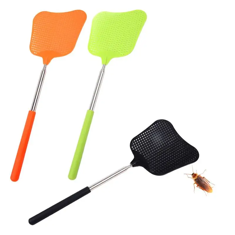 Expandable Fly Swatter Set Of 3 Long Flyswatter Heavy-Duty Indoor Fly Swatter Portable Manual Smasher With Extendable