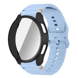 All-in-One Silicone Strap and Protective Case with Screen Protector for Samsung Watch - 2024 Edition (Light Blue B)