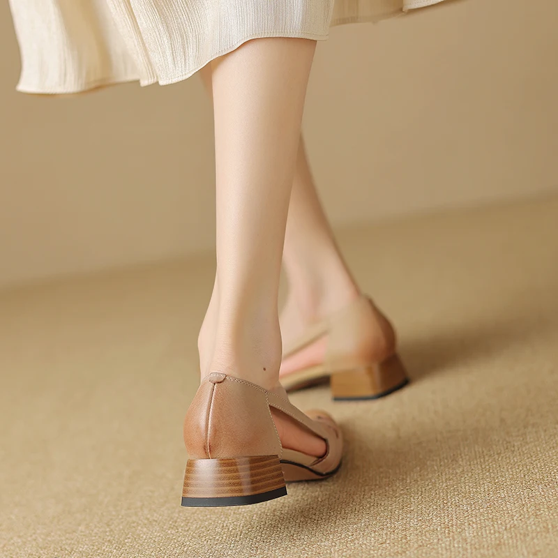 2024 NEW Summer Retro Women's Sandals Thick Heels  Fashion Elegant Shoes Women Concise High-quality