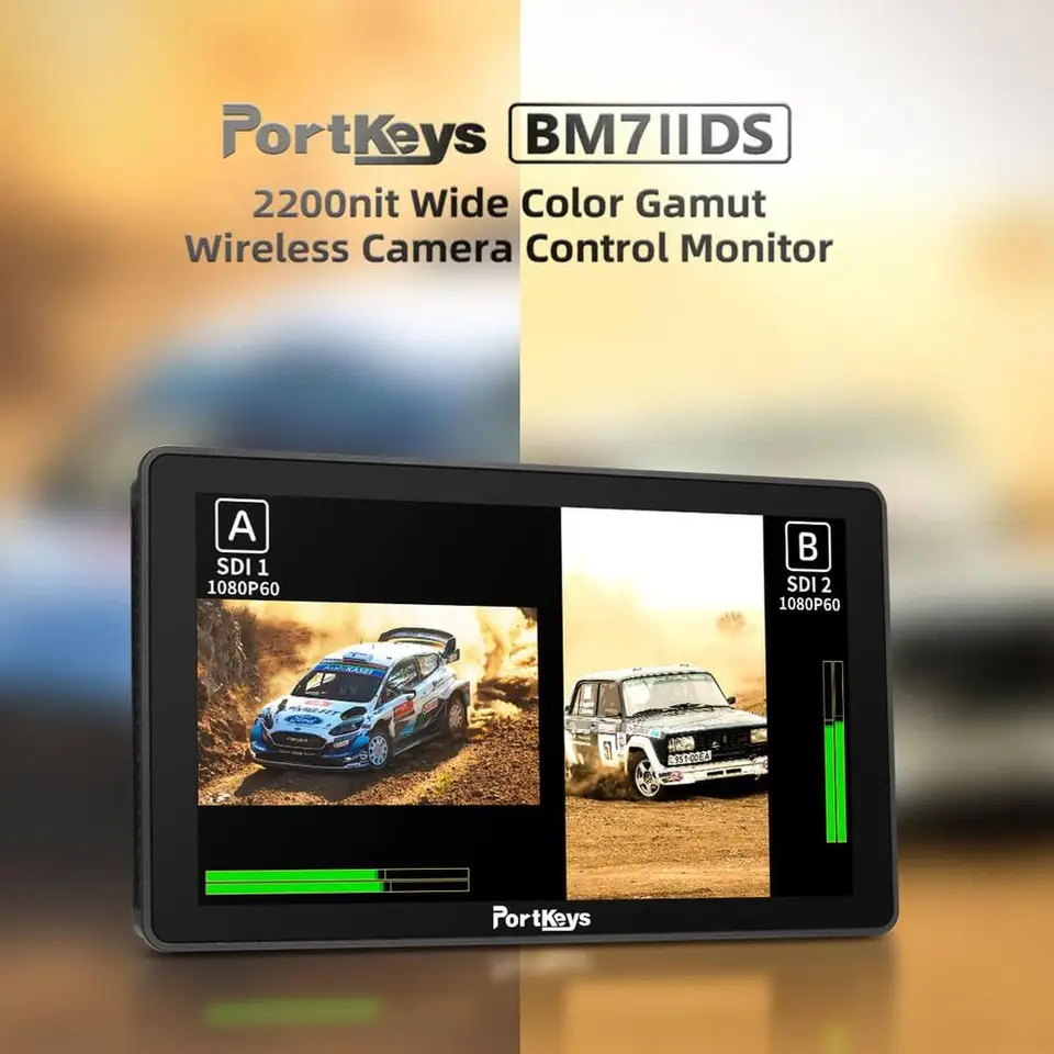 Portkeys BM7 II DS Wireless Control Camera Monitor Split Screen  Monitoring Touchscreen Field Monitor With 2200nit Brightness 4K HDMI 3G SDI  For RED