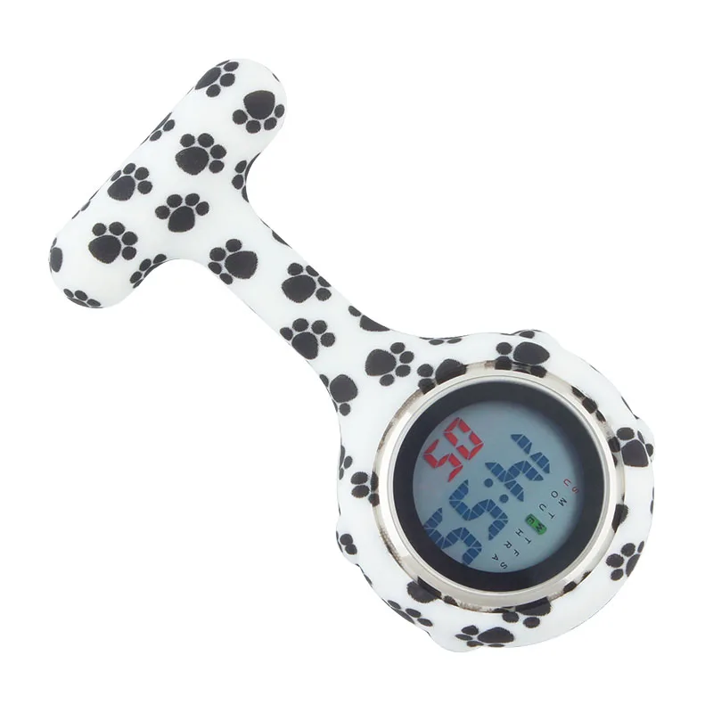Digital Silicone Enfermeira Relógios, Pocket Watch Pattern, Relógio de borracha, Broche Lapela, Presente para médico
