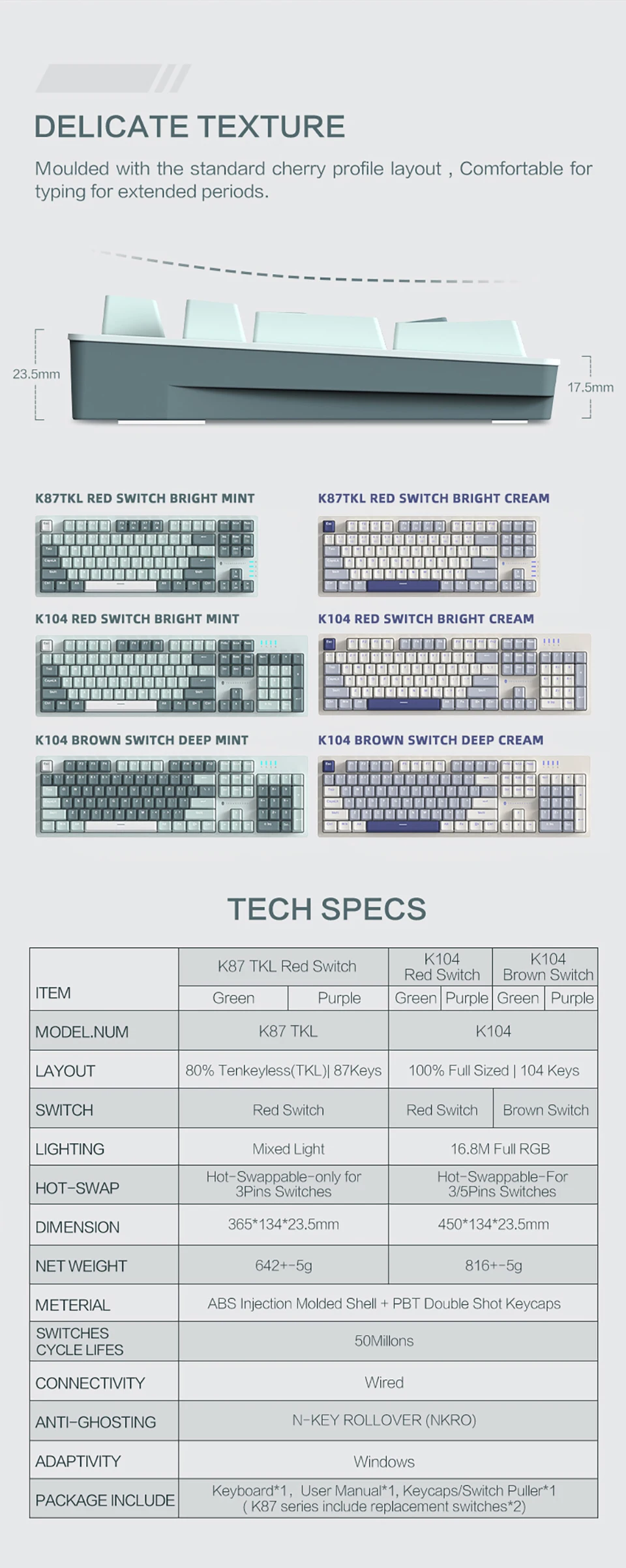 ThundeRobot-Teclado Mecânico para Jogos, K104, Vermelho, Interruptor