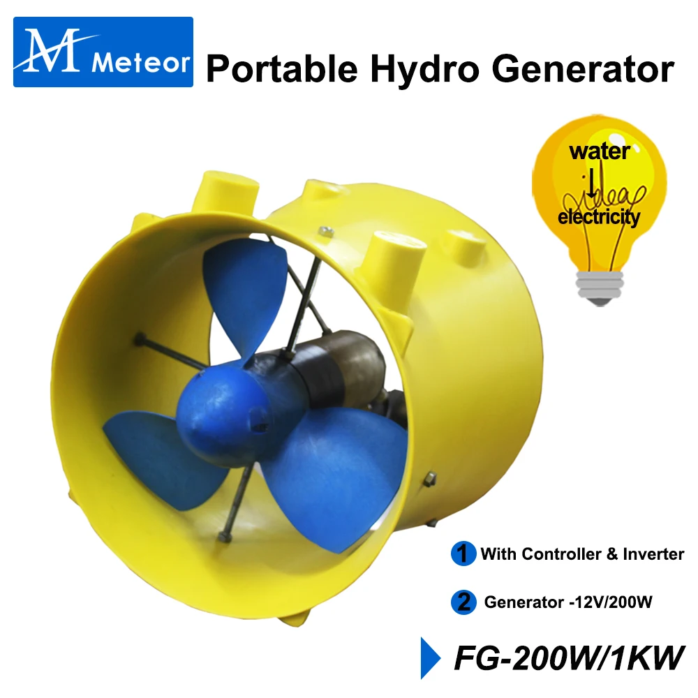 12V 200W Hydraulic generator portable power Electricity generator for home appliances 220v 110v inverter output water turbine hydroelectric generator