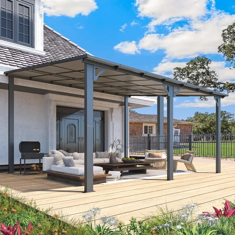 AECOJOY Outdoor Wall Mounted Pergola Gazebo 14x12