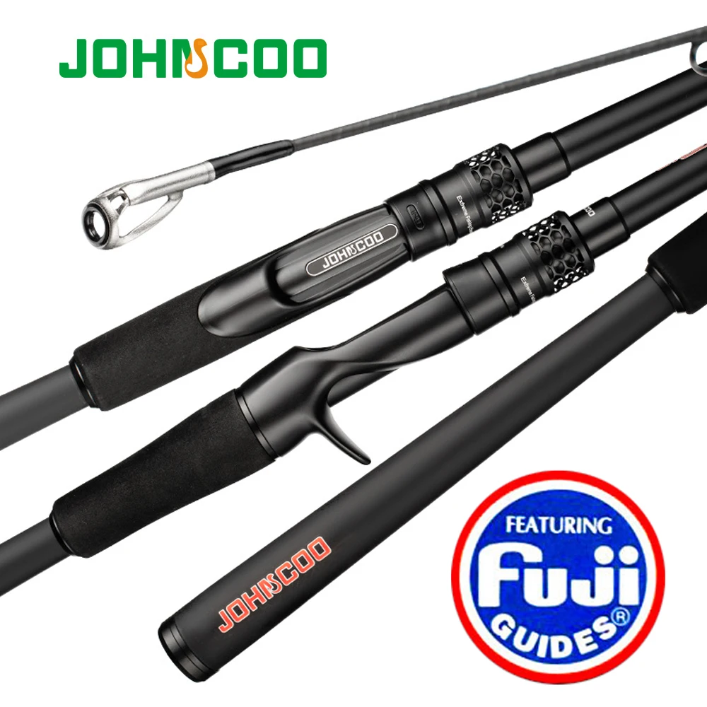 JOHNCOO Basser Spinning Casting Fishing Rod 1.95m 2.1m L ML M Action Ultra light Extra Fast Fuji rings and Reel seat For Bass Pike Trout