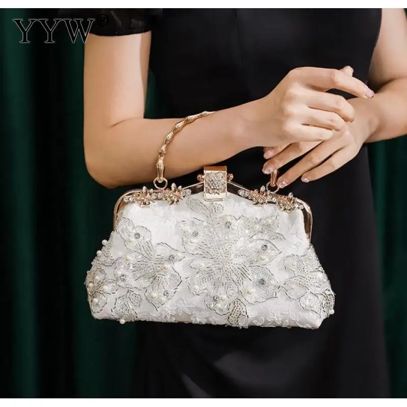 Embroidery Vintage Evening Bag Female Luxury Evening Bags Handmade Embroidery Beaded Rhinestone Party Purses Womens Clutches Bag