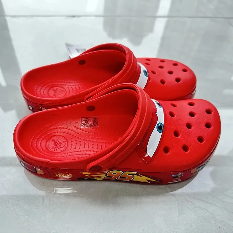 Disney Lightning Mcqueen Pixar Crocs Outdoor Beach Slippers Cute Cartoon Anime Pool Anti Slip Crocs No95 Car Slippers Shoes Toys crocs slippers