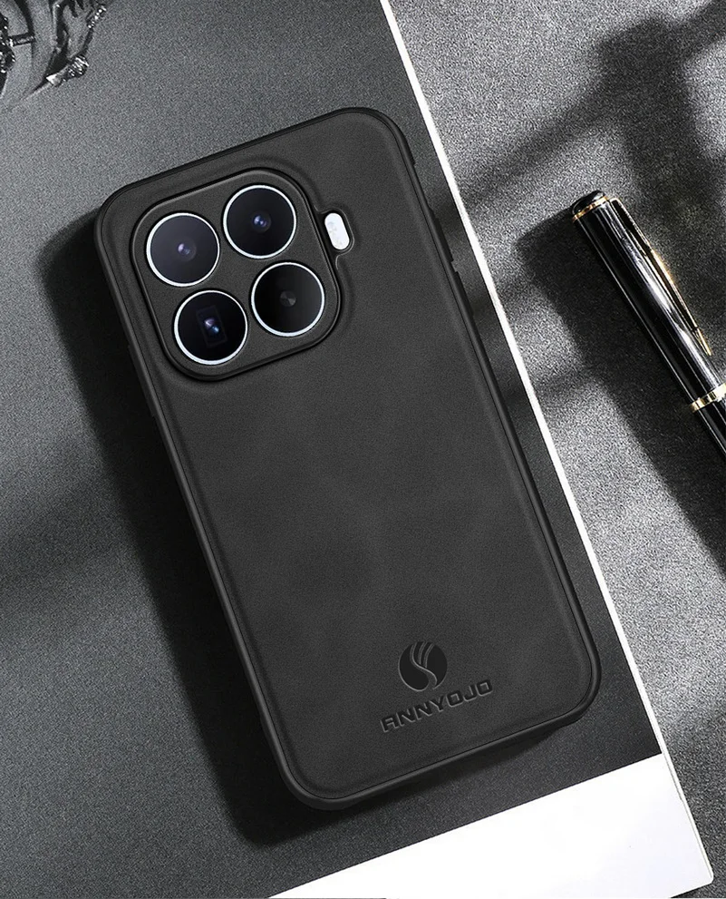 Matte Plain Leather Case with Built-in Metal Car Mount Holder