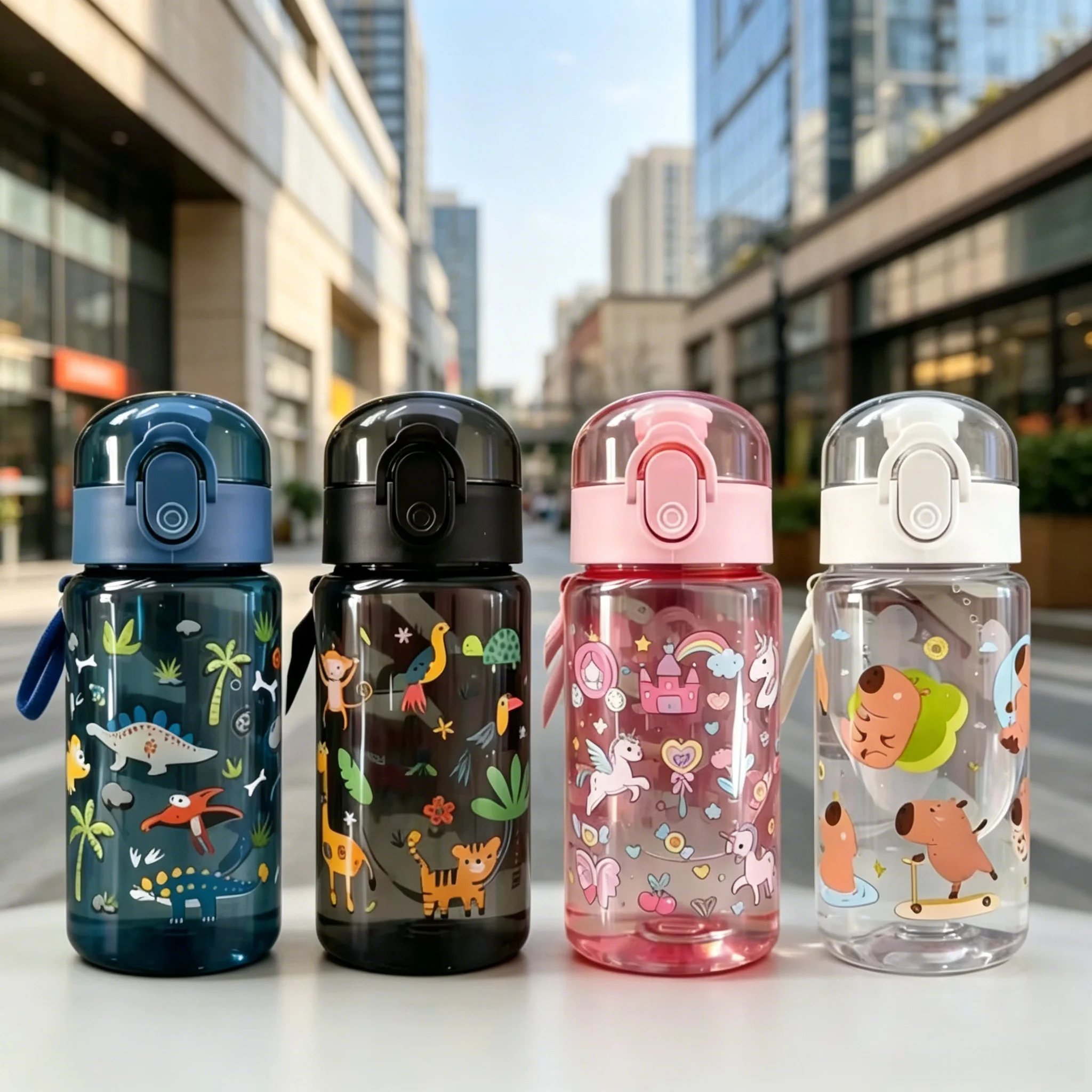 Stylish Cartoon Animal Print Leak-Proof Reusable Water Bottle, Compact and Portable for School & Travel, Ideal Gift