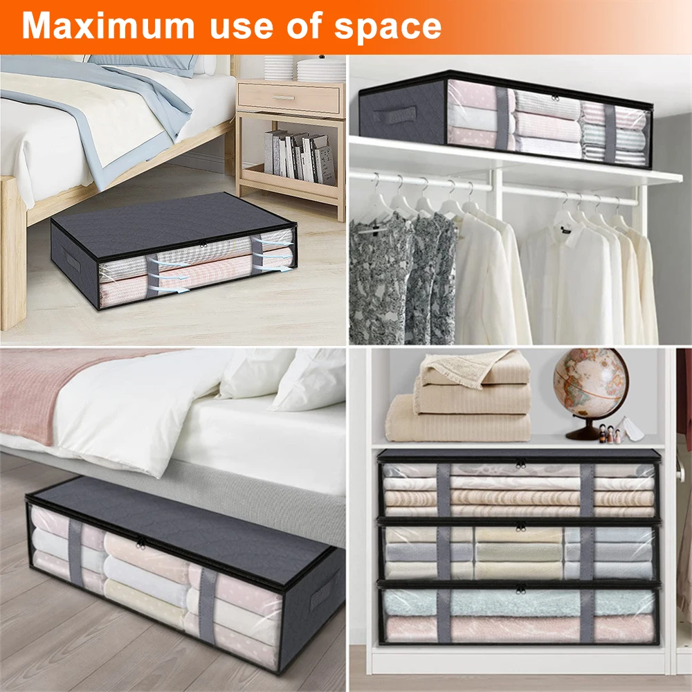 Underbed Storage Bag Portable Foldable Quilt Bag Wardrobe Clothes Storage Box Dustproof Organizer Large Capacity 6