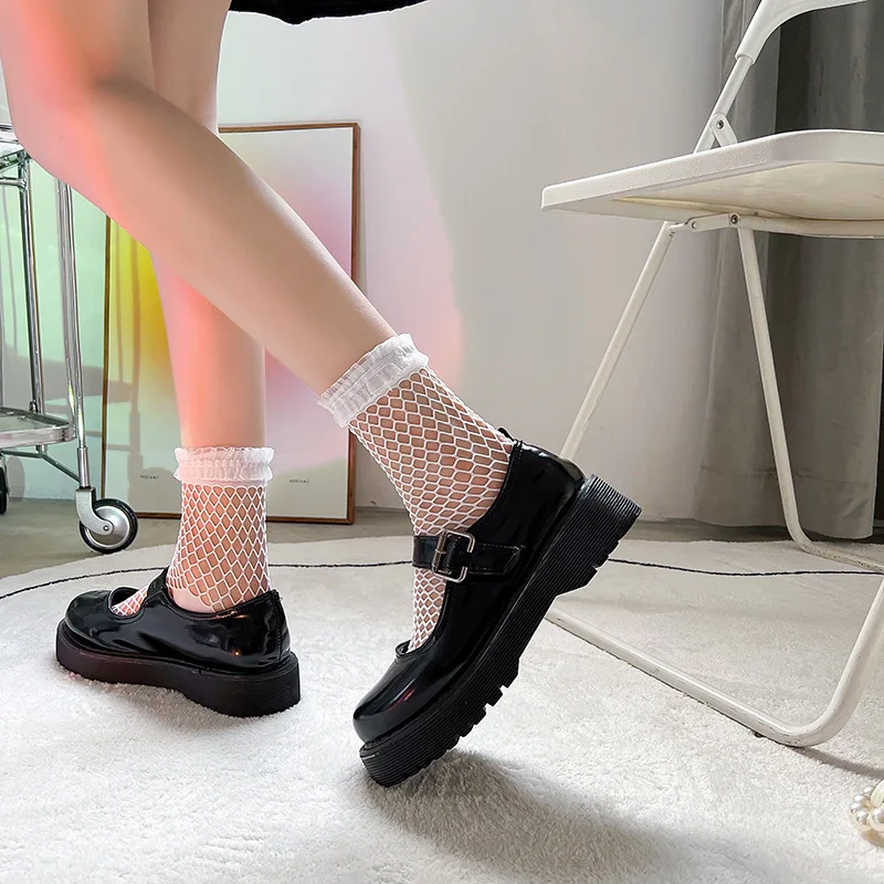 Fishnet socks bow Japanese women Lolita Sweet Princess socks White cute Korean version black lace fishnet socks