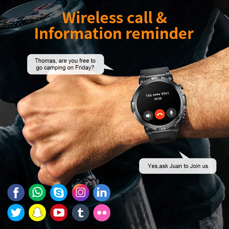 LIGE  Ʈ ð   ȭ  ð  ǰ    AMOLED ũ Smartwatch