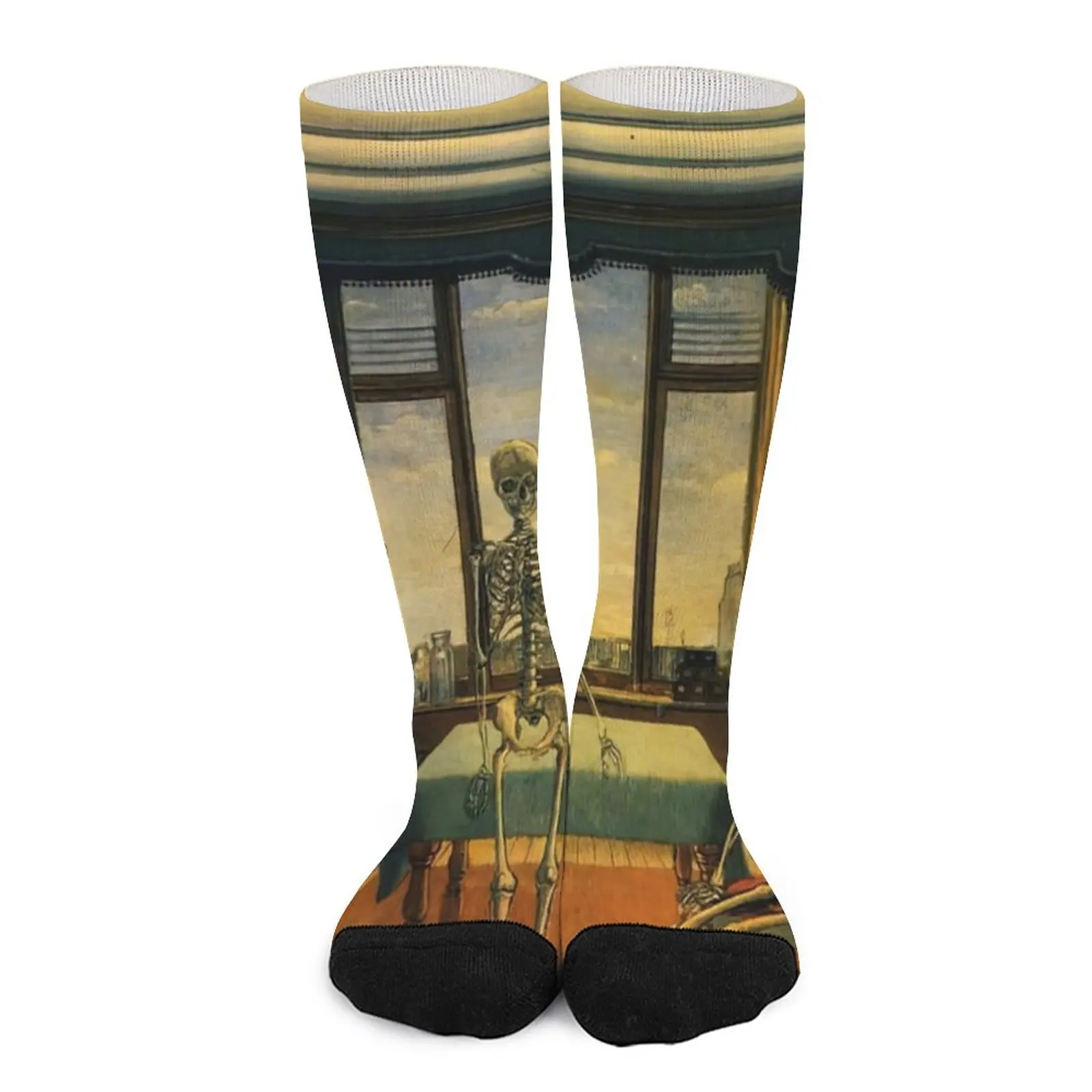 Skeletons in an office by Paul Delvaux Socks Stockings man gifts for men