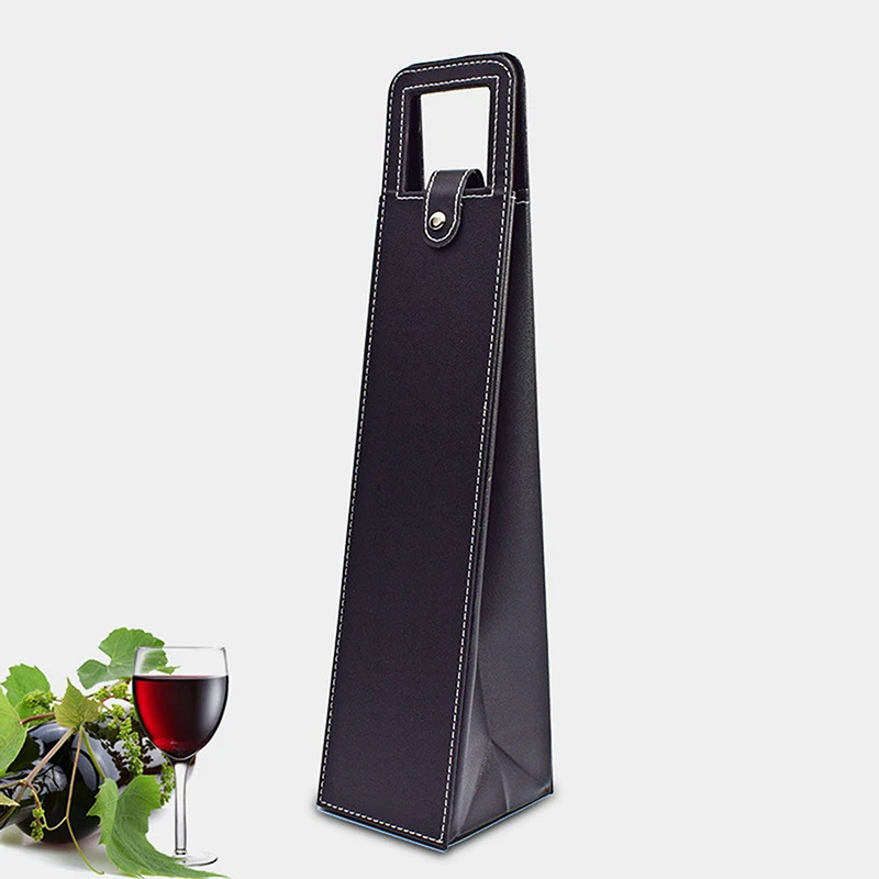 High-Grade PU Leather Wine Gift Box – Elegant Solid Color Single Bottle Carrier Bag for... - SKU LWGB1416 - UGI Packaging