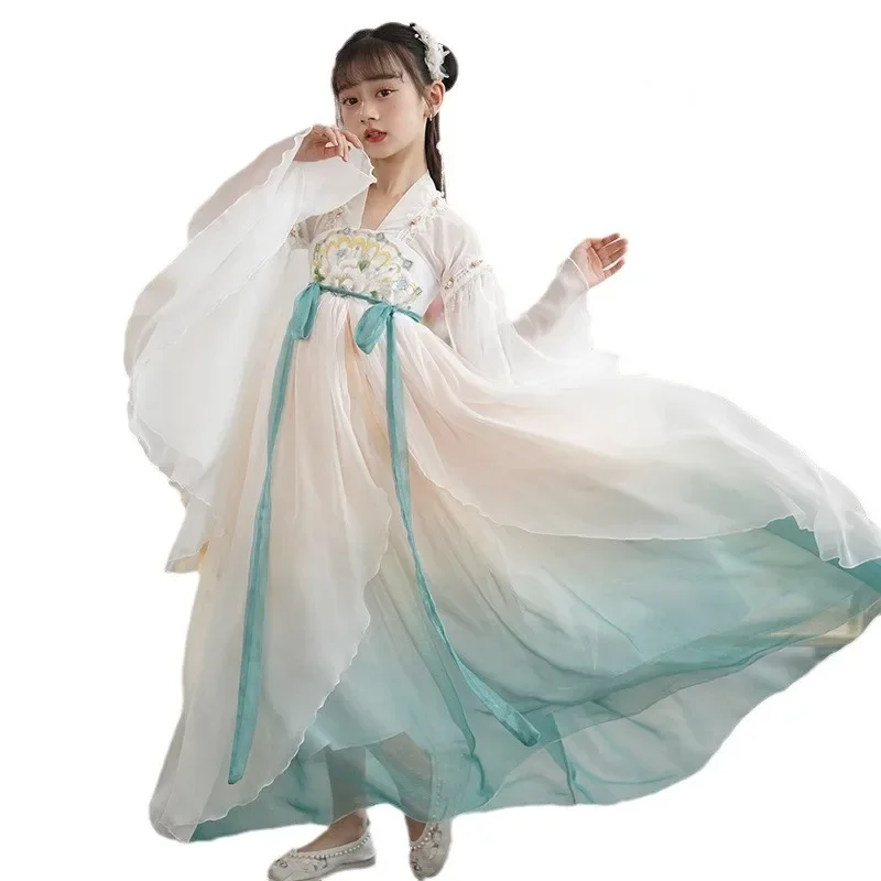 

Vintage Hanfu Dress Girls Ancient Chinese Traditional Dance Kids Fairy Perform Dress Costume Birthday Girls Party Cosplay