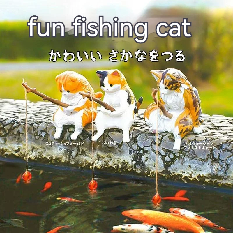 Creative Aquarium Decoration 10 Style Small Fishing Cat Aquarium  Accessories Landscaping Ornament Fish Tank Accessories Diy - AliExpress