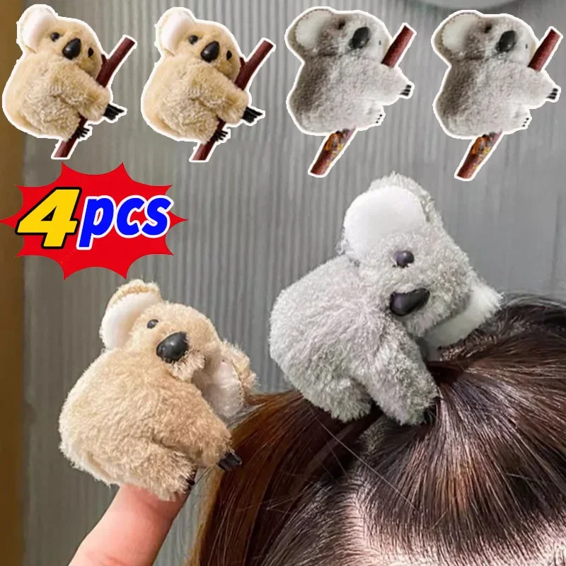 

1/4pcs Women Cartoon Plush Koala Bear Hair Clips Girls Cute Animal Hairpins Hair Claw Side Bangs Clip Barrettes Hair Accessories