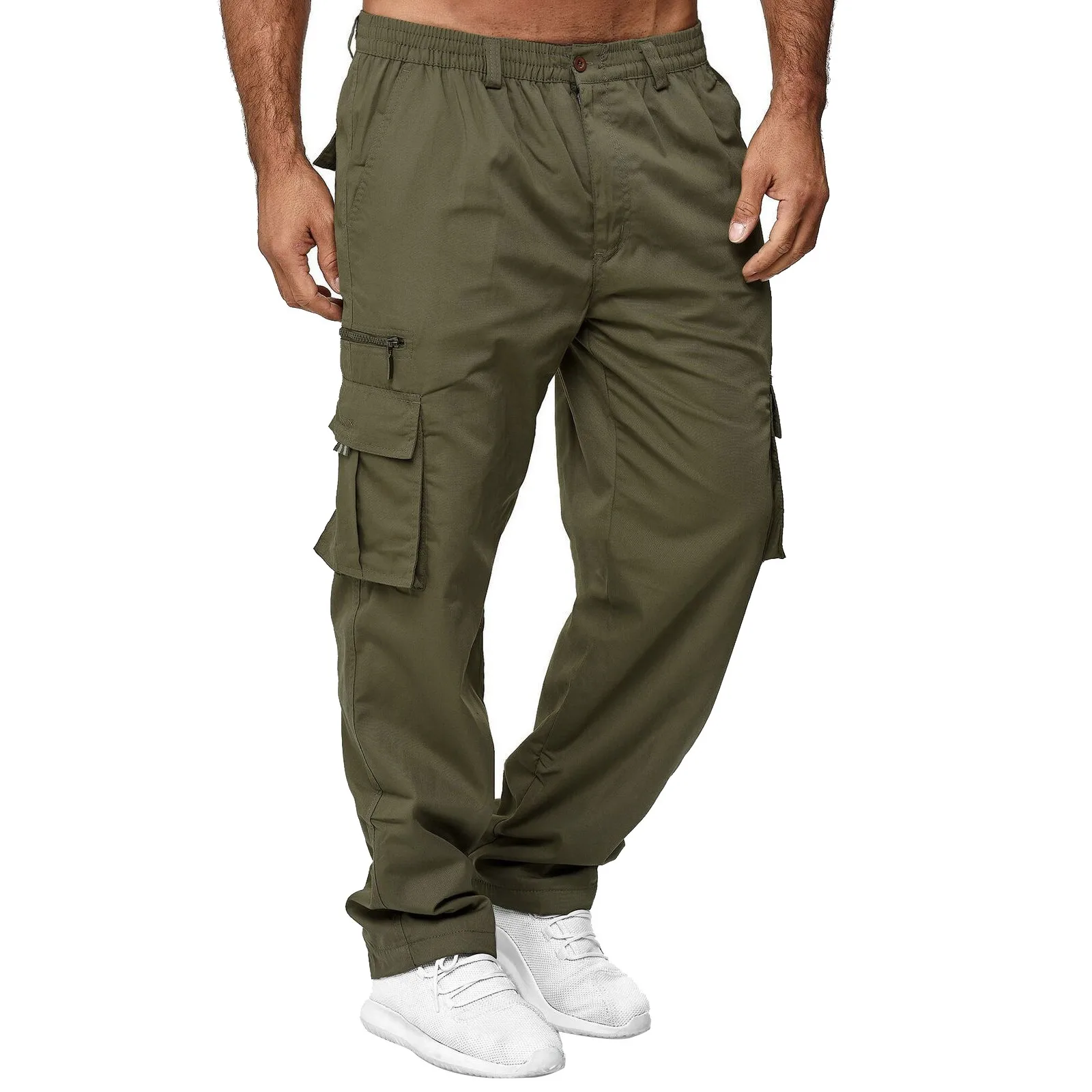 Mens Solid Color Summer Casual All Match Pants Fashionable Woven Long Cargo  | eBay