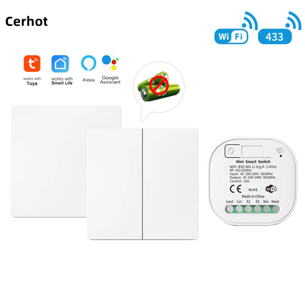 Cerhot16ATuyaWiFiSmartSwitchWirelessTimerSwitchSmartHomeTuya