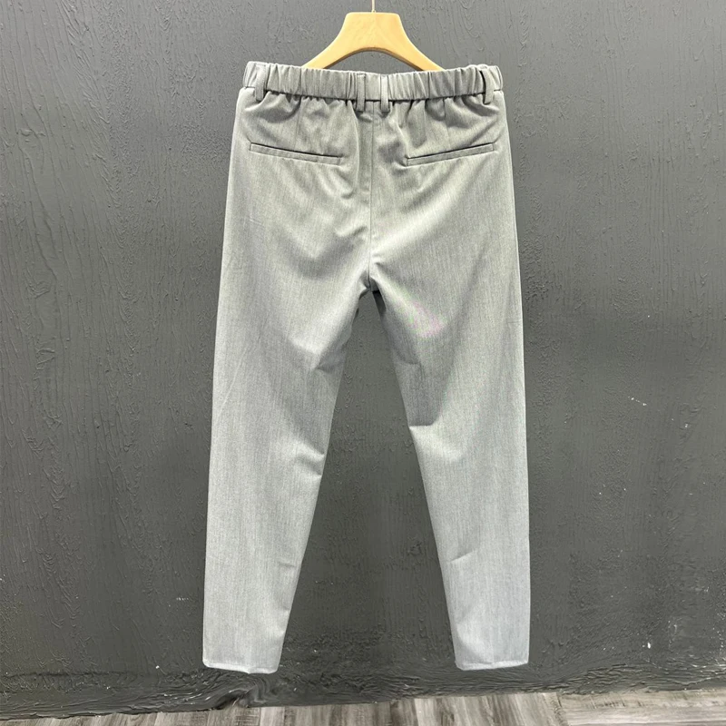 Pantaloni da Uomo Estivi Eleganti Casual Business, Vestibilità Slim, Tinta Unita, Elasticizzati, per Completo Formale - Pantalones Hombre - immagine 2
