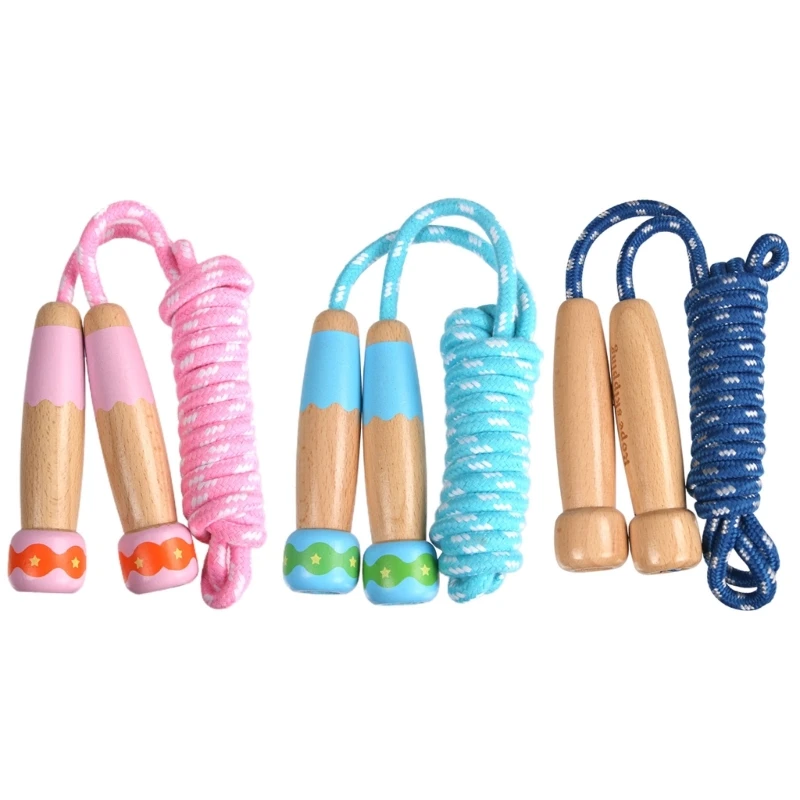 

Childrens Skipping Rope Adjustable Jump Rope with Wooden Handle for Boys and Girls Lightweight Durable Jump Rope