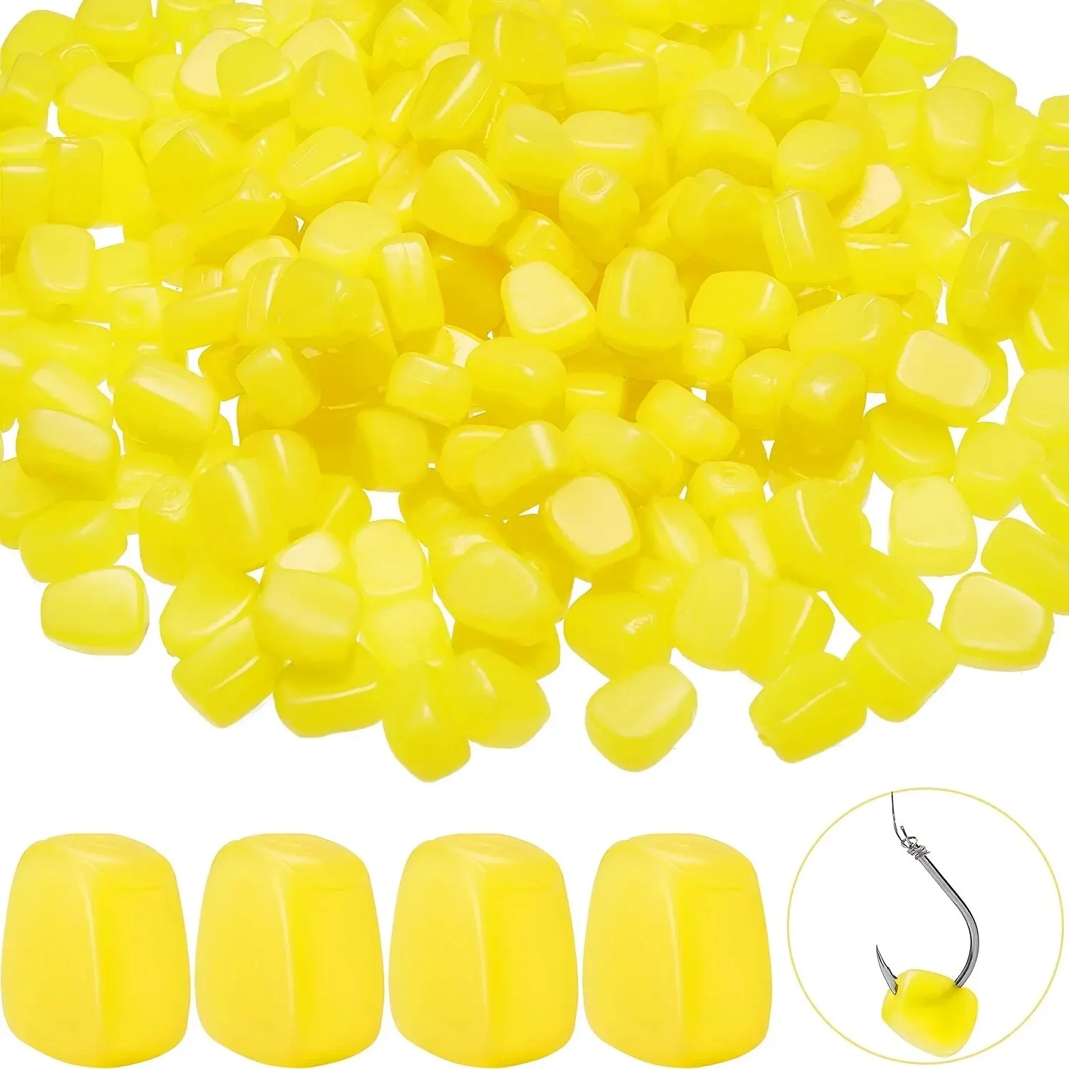 100pcs Silicone Corn Smell Soft Bait - Leurres souples maïs flottants parfumés pour carpe