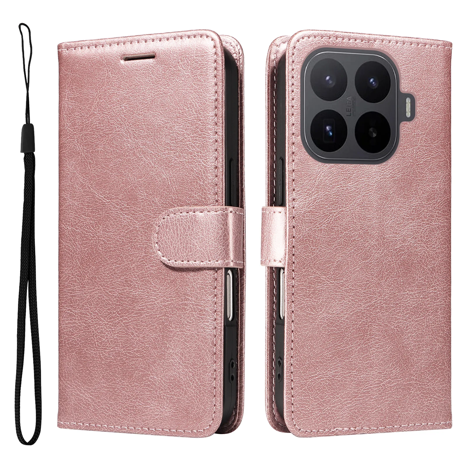 Leather Wallet Flip Phone Case with Card Holder and Stand Feature