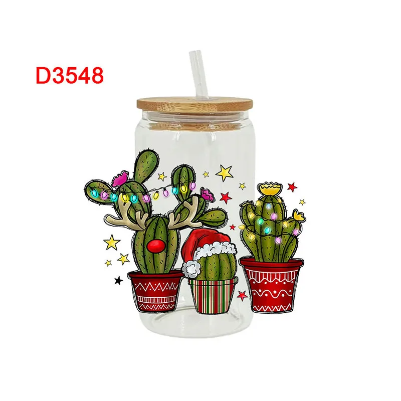 thumbnail image 1 of Adhesivo de transferencia UV DTF con temática navideña para vasos Libbey de 16 oz, envoltorios para vasos, latas, bricolaje, impermeables, fáciles de usar, calcomanías personalizadas D3549, 1 of 5