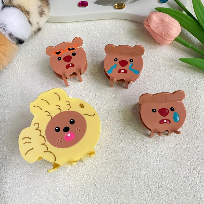 New Beaver Hair Clip Acetate Claw Clip Cute Crab Hair Clip Cartoon Animal Hair Claw Hair  Claw Clip Accessories for Women Girls