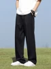 Summer Korean Men's Pants Light&Thin Polyester Elastic Waist Semi-Wide Loose Slacks Drape Suit Pants Male Casual Trousers 4