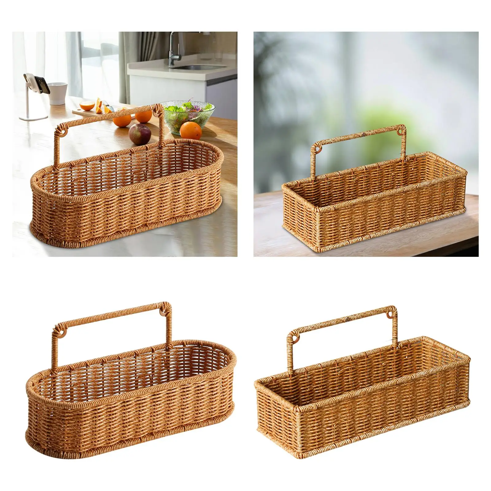 Weaving Wall Hanging Basket Decorative Basket Container No Perforating Fruit Sundries Organizer for Living Room 4