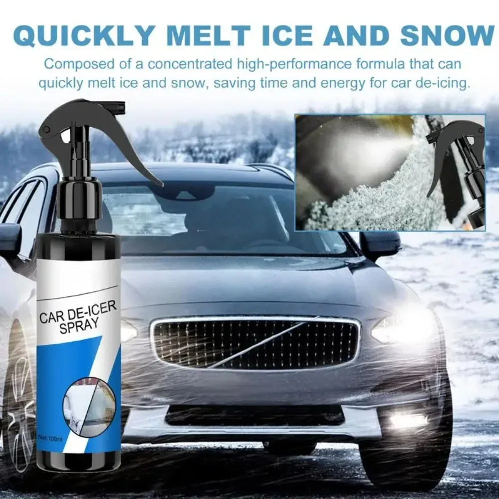 100ml Car Snow Removal Spray Windshield Defroster Auto Snow Melting Deicing Agent Multipurpose Deicing & Melting Agent