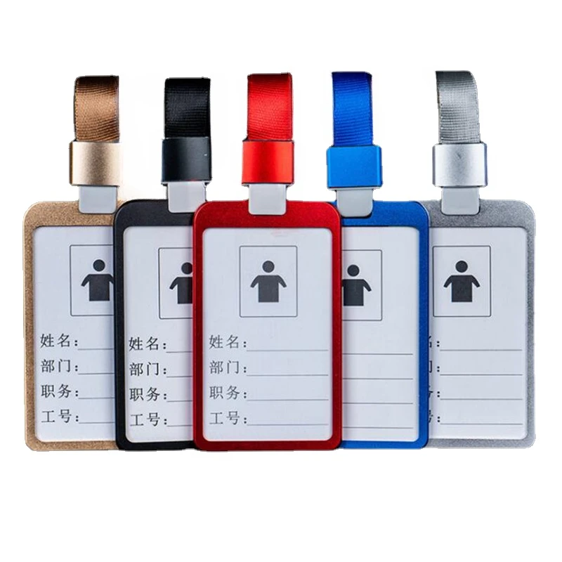 

Aluminum Alloy ID Tag Working Permit Case Pass Work Card Holder Protector Cover Badge Name Badge Holder Lanyard Metal Neck Strap