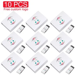 JASTER 10 PCS LOT USB flash drive Free custom logo Pen drive Leather Memory stick White box pendrive 128GB 64GB Color printing