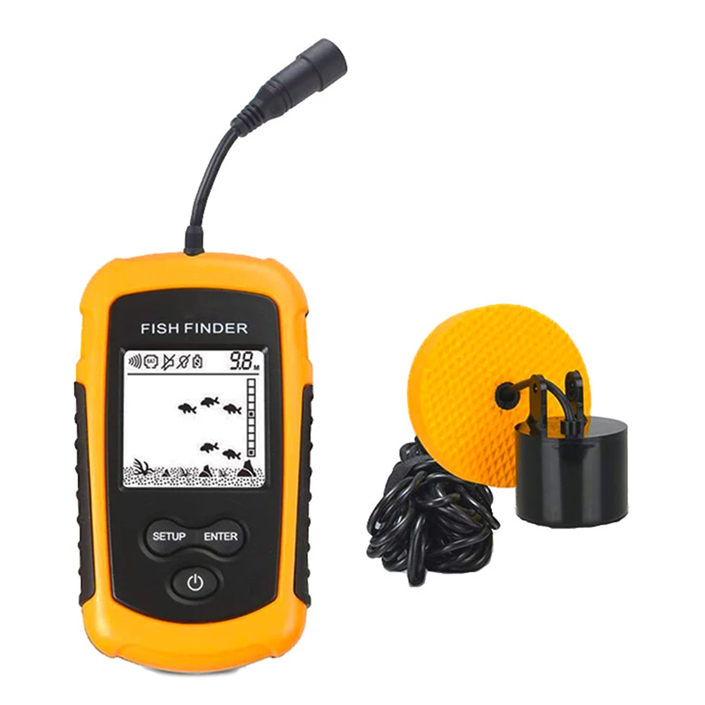 

Durable High Quality 1 Pcs Fish Finder Fishfinders Approx. 9 Meters Black Yellow Fishing Parts IPX4 Plastic+metal