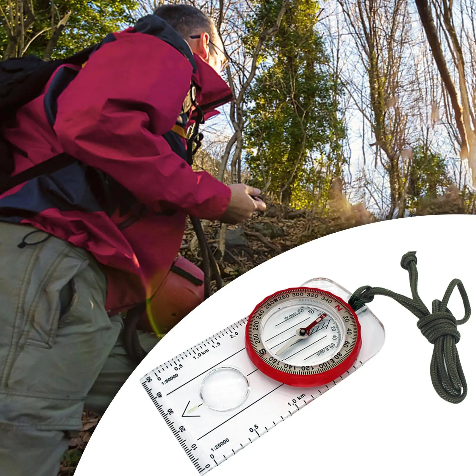 Orienteering Compass with Lanyard Hiking Compass for Survival Hiking Outdoor