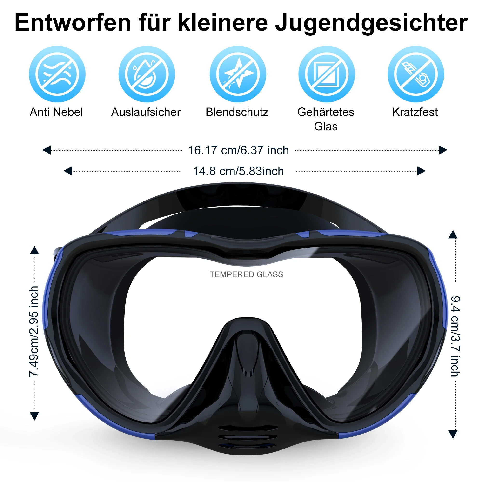 Description Picture 5 of itemHD Diving Masks for Men and Women Professional Anti-Fog Diving Mask for Adults with 180° Field of View Diving Accessories