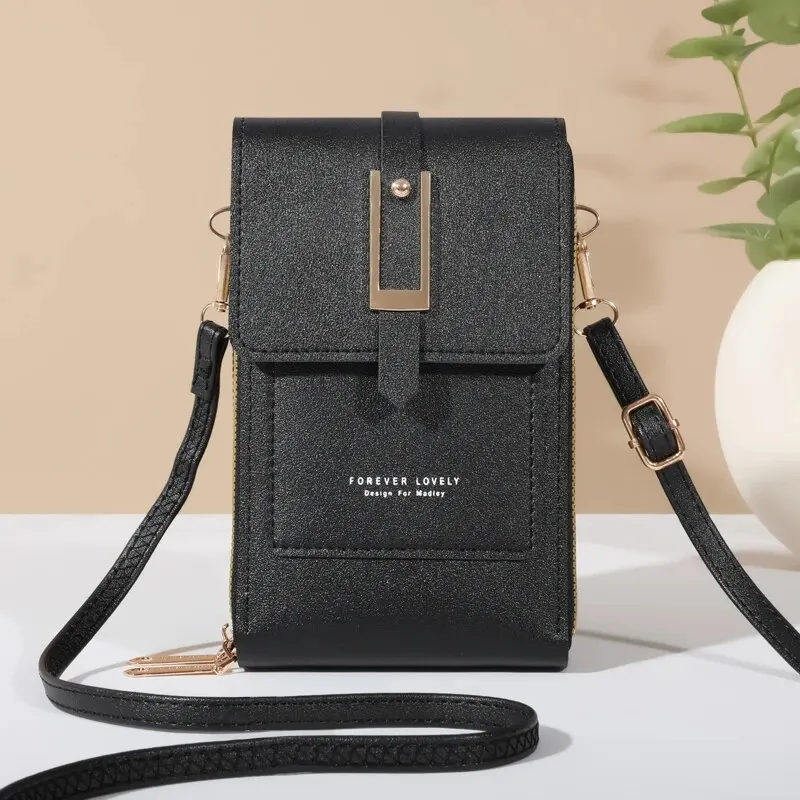 Sleek Faux Leather Crossbody Phone Purse with Card Slots
