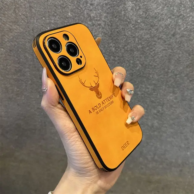 Fashion Deer Leather Wireless Charging Phone Case For iPhone 14 13 12 11 Pro  Max Plus Magnetic Bumper Silicone Shockproof Cover - AliExpress