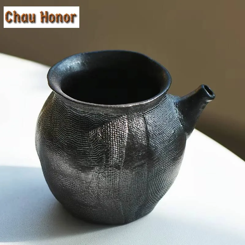 140ml Handicrafts Weaving Fire Pottery Tea Pitcher Antique Tea-separating Cha Hai Side Hanlde Justice Cup Tea Items Supplies