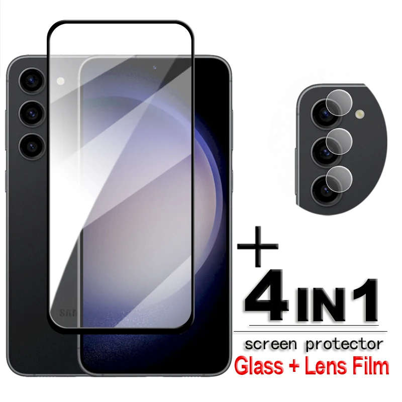 Per Samsung Galaxy S23 Glass Samsung S23 + S23 Plus 5G Vetro Temperato 2.5D Full Cover Glue Screen Protector Galaxy S23 Lens Film