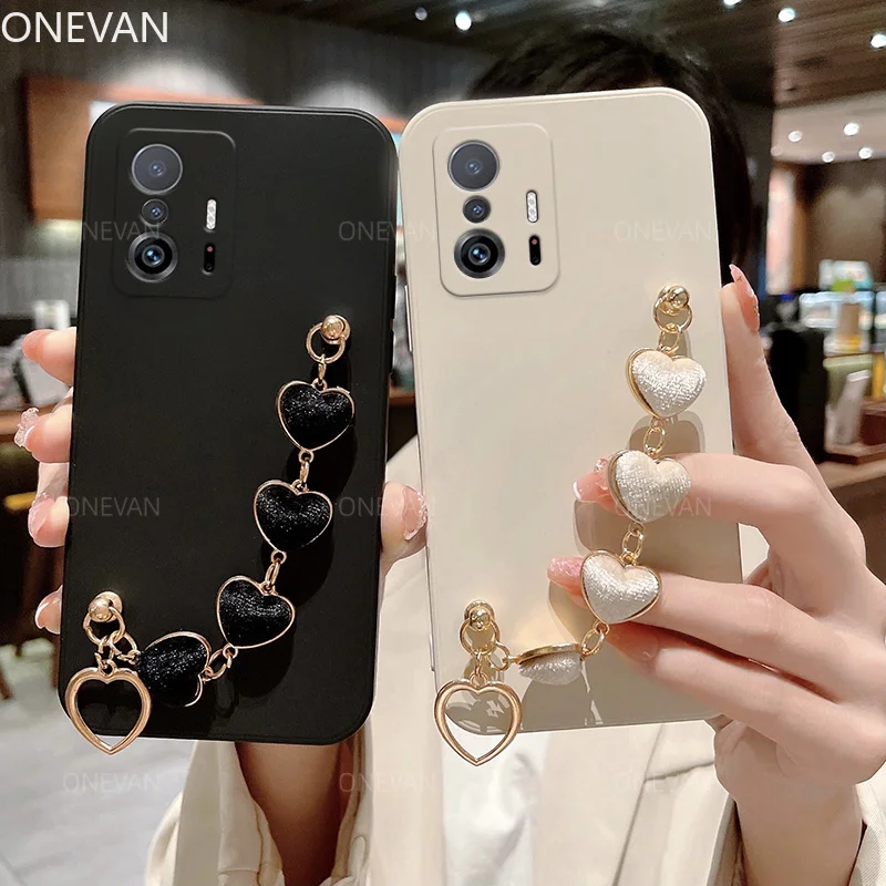 

Чехол для Mi 11T, роскошный силиконовый плюшевый чехол с цепочкой на запястье для телефона Xiaomi 11T, 10T, 11Lite, POCO, X3, X4, F3 Pro, Redmi Note11, 10S, чехол