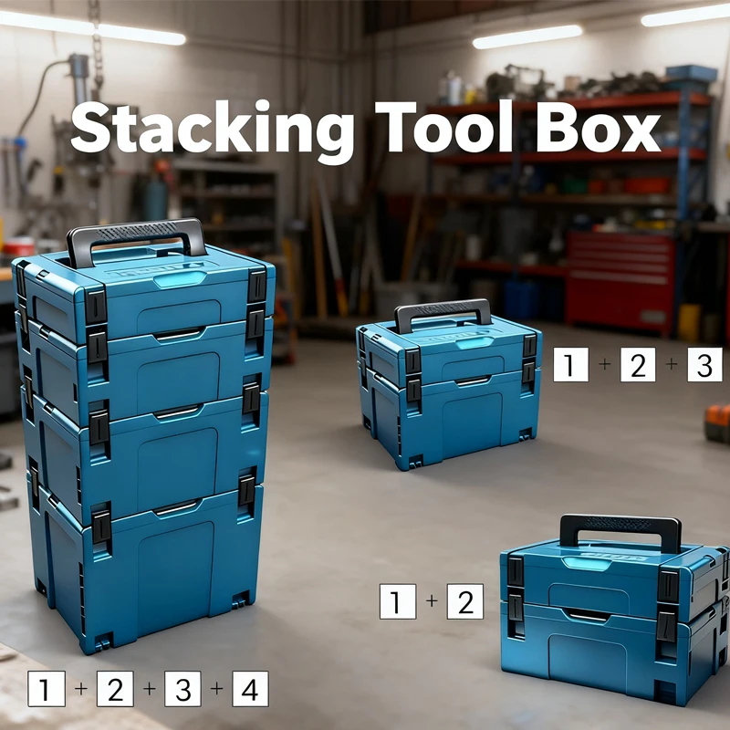 대형 적층형 공구함 - 하드웨어 공구 정리함, 이동식 공구함 (차고, 작업장, 가정용 공구 보관함)