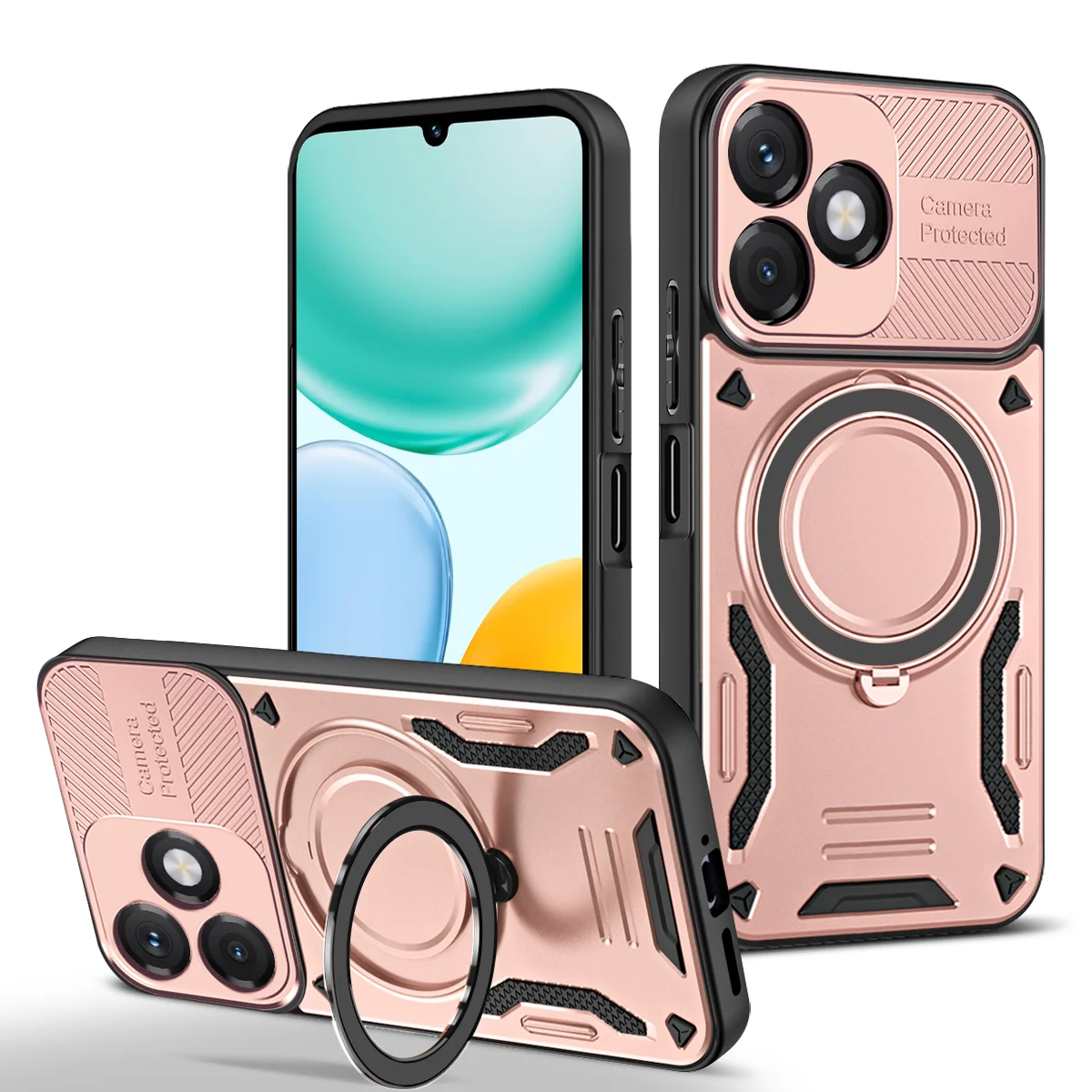 Luxury Armor Magnetic Phone Case with Ring Bracket and Shockproof Bumper Protection