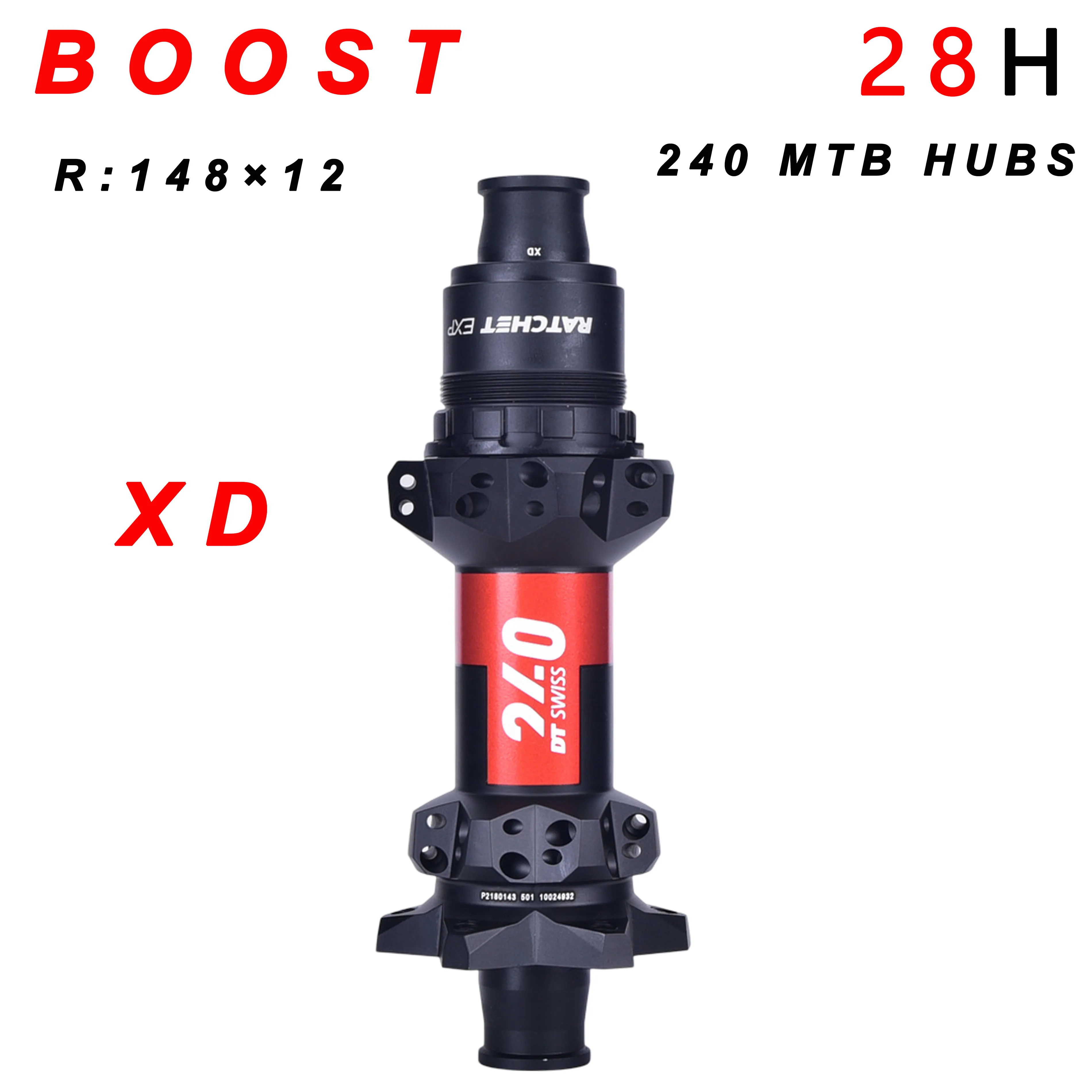 DT SWISS 240 EXP 148ミリ　28H DT Swiss 240 DEG Rear Hub - 12 x 148mm, 6-Bolt, XD, Black